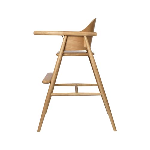 Sedia alta Muru legno naturale - Ferm Living - Sedia alta / Quercia - Impiallacciatura di rovere, Pelle, Rovere massello