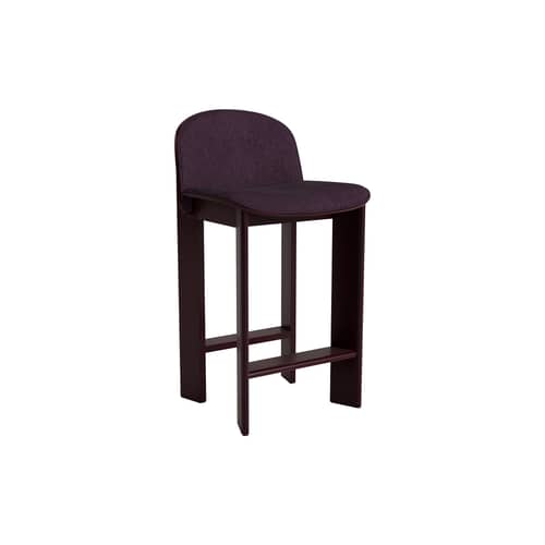 Sedia da bar Chisel 35 Low tessuto viola / Altezza 65 cm - Imbottitura in Tessuto - Hay - Tessuto bordeaux (Turf) / Bordeau scuro - Espanso, Impiallacciatura di faggio laccata, Tessuto