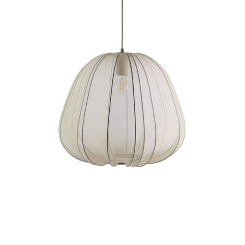 Sospensione Balloon Small tessuto grigio / Tessuto/reticolato traslucido - Ø 47 x H 40 cm - Bolia - Avorio - Metallo, Tessuto elastico