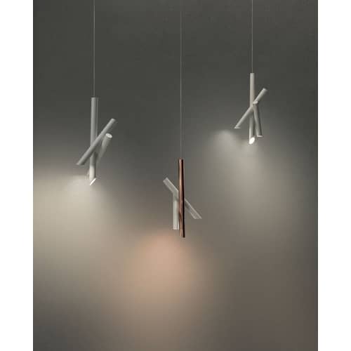 Sospensione Tubes 3 LED metallo bianco / H 50 cm - Nemo - Bianco - alluminio estruso