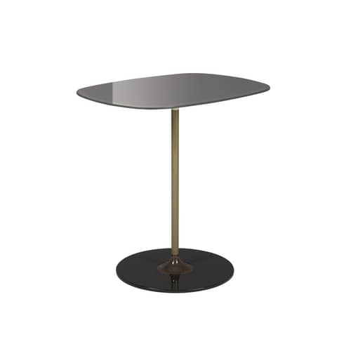Table d\'appoint Thierry / 33 x 50 x H 50 cm - Verre - Kartell - Gris clair - Acier peint, Verre trempé