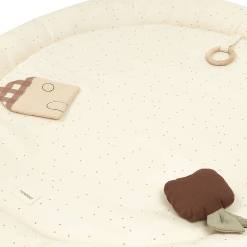 Tapis d\'éveil Playground / Ø 100 cm - NOBODINOZ - Sweet Home / Ecru à pois - Coton biologique, Polyester Oeko-Tex