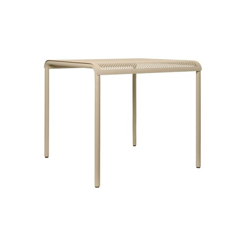Tavolo quadrato Dapple metallo beige / Punzone - 80 x 80 cm - Ferm Living - Beige cashmere - Acciaio zincato verniciato a polvere