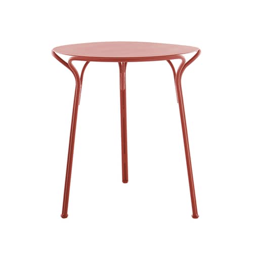 Tavolo rotondo HiRay metallo rosso / Metallo - Ø 60 cm - Kartell - rosso ruggine - Acciaio galvanizzato verniciato