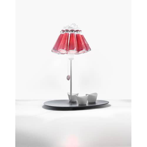 Tischleuchte Campari Bar metall glas rot schwarz / H 50 cm - Ingo Maurer - Rot / schwarz / Stahl - Glas, Metall, Plastik, Porzellan