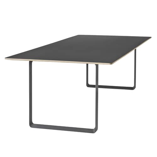 Table rectangulaire 70-70 XL / 255 x 108 cm - Contreplaqué finition linoleum - Muuto - Noir - Aluminium, Contreplaqué, Linoléum