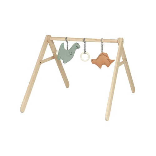 Baby-Spielbogen Playground - Dinosaures holz natur - NOBODINOZ - Dinosaurier - Massivahorn, massive Buche, Organische Baumwolle