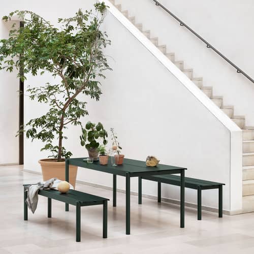 Banc Linear métal beige / L 170 cm - Muuto - Taupe - Acier galvanisé thermolaqué