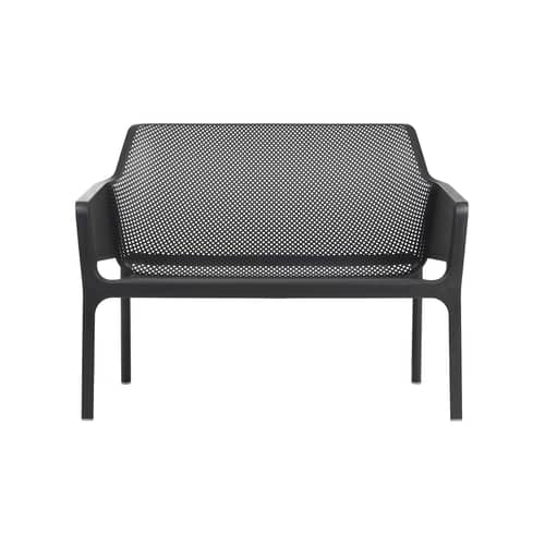 Banc avec dossier Net noir / Empilable - L 116 cm - NARDI - Anthracite - Résine de fibre de verre