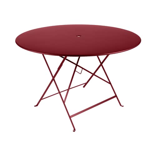 Klapptisch Bistro metall rot / Ø 117 cm - für 6 bis 8 Personen - mit Sonnenschirmloch - Fermob - Chili - bemalter Stahl