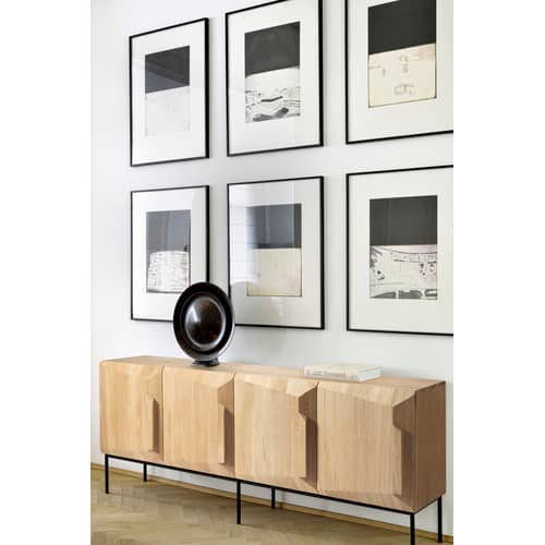 Buffet Stairs bois naturel / Chêne massif - L 150 cm / 3 portes - Ethnicraft - L 150 cm / Chêne - Chêne massif, Métal verni