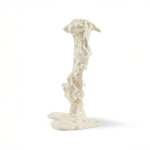 Drip Large Candle stick metal white / H 25 cm - Pols Potten - White - Aluminium