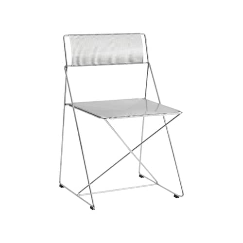 Chaise empilable X-Line INDOOR métal argent / Réédition 1977 - Acier perforé - Hay - Chromé / Chromé - Acier chromé, Tôle d\'acier perforée