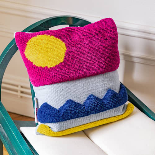 Coussin Siesta / 45 x 45 cm - Laine tissée main - COLORTHERAPIS - Siesta - Coton, Laine de Nouvelle-Zélande