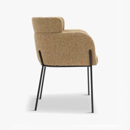 Fauteuil de repas rembourré Baron tissu jaune - NV GALLERY - Jaune - Fer, Mousse haute densité, Tissu Tweed