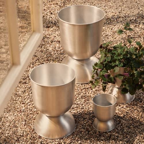 Hourglass Extra Small Flowerpot metal silver / Ø 21 x H 30 cm - Ferm Living - Aluminium - Aluminium