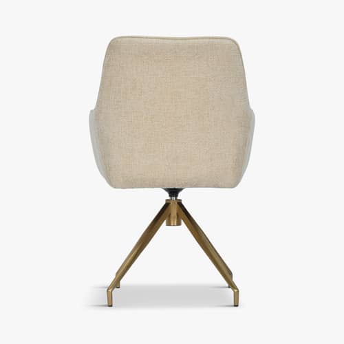 Poltrona girevole Kingscross tessuto beige - NV GALLERY - Sabbia / Ottone spazzolato - Acciaio inossidabile, Schiuma ad alta densità, Tissu Tweed
