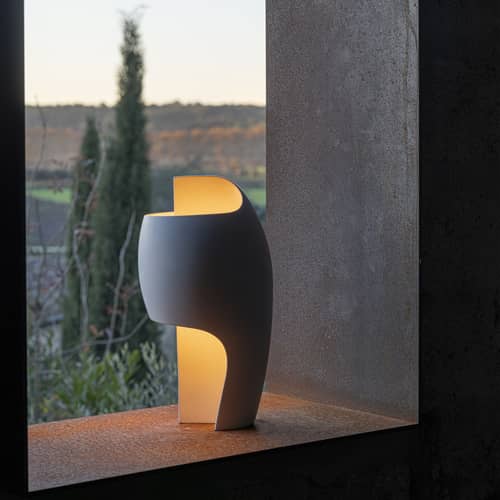 Lampe de table Grande B LED / Gypse - H 51 cm - DCW éditions - Blanc - Aluminium, Gypse