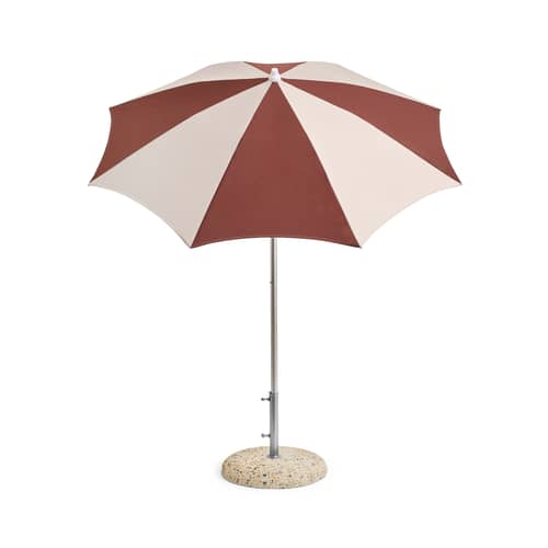 Terrazza - Octagon Parasol textile red / Ø 200 cm - Hay - Burgundy & Off white - Acrylic cloth, Aluminium, Polypropylene, Steel