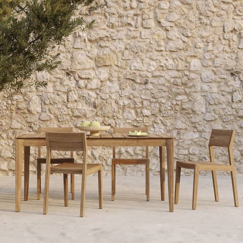 Bok OUTDOOR Rectangular table natural wood / 162 x 80 cm - 6 people - Ethnicraft - 162 x 80 cm - Solid teak