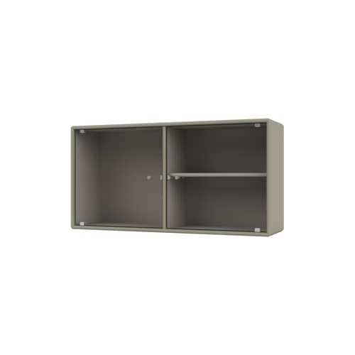 Wandablage Ripple I holz grau / Vitrine - B 69,6 x T 20 x H 35,4 cm / Gewelltes Glas - MONTANA - Fennel 144 - Geriffeltes Glas, lackierte Holzfaserplatte