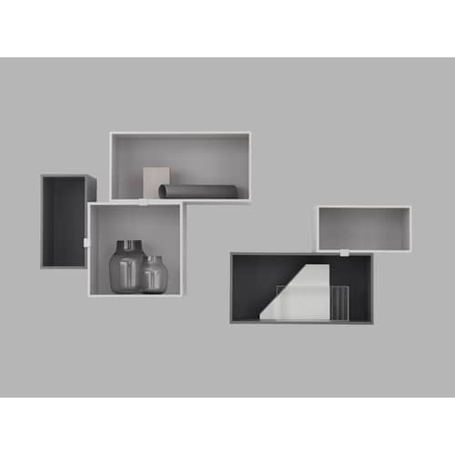 Mini Stacked Shelf wood grey / Small rectangulaire 33x16 cm / Avec fond - Muuto - Grey - Painted MDF