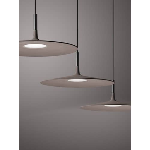 Sospensione Aplomb Large / LED - Cemento - Ø 45 x H 20 cm - Foscarini - bianco - Cemento, Policarbonato laccato