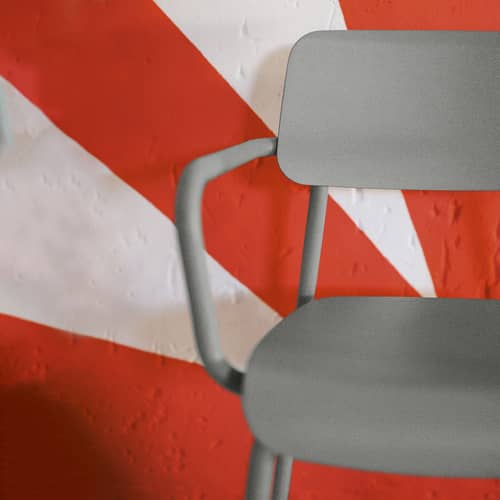Studie Stackable armchair metal grey / Padded seat - Fermob - Lapilli grey - Aluminium