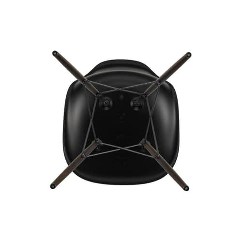 Stuhl RE DSW - Eames Plastic Side Chair plastikmaterial schwarz / (1950) - Beine aus dunklem Holz / recycelt - Vitra - Schwarz / Ahorn dunkel - , Recycelter Kunststoff (Post-Consumer)