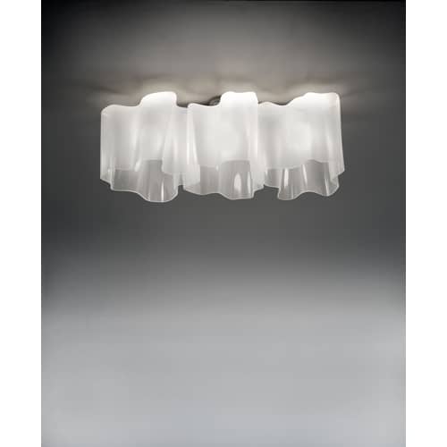 Suspension Logico grande verre blanc / 3 éléments en ligne - Artemide - Blanc - grande - Verre soufflé