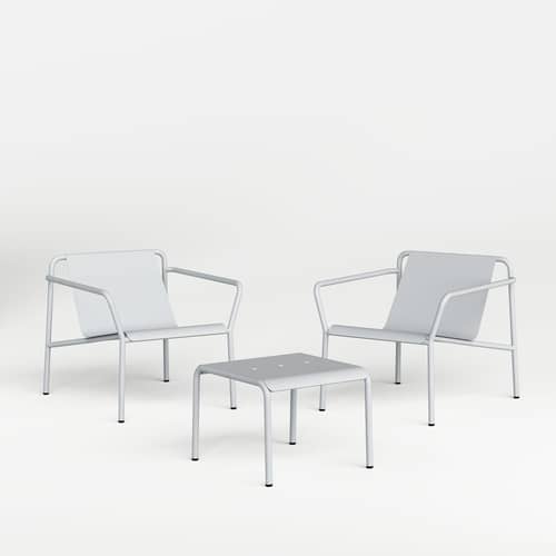 Table basse Panorama métal gris / 50 x 50 x H 38,2 cm - TIPTOE - Gris Craie - Acier thermolaqué