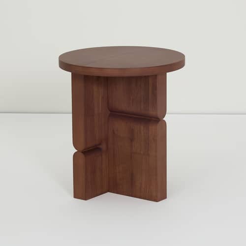 Table d\'appoint Coloured Wood Noon bois marron / Ø 38 x H 42,5 cm - NOBODINOZ - Bois foncé - Frêne