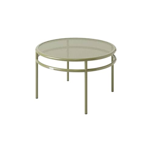 Tavolino T37 Tressée metallo verde / Ø 80 x H 50 cm - Piano/vassoio intrecciato - Tolix - Verde Giunco - Acciaio inossidabile
