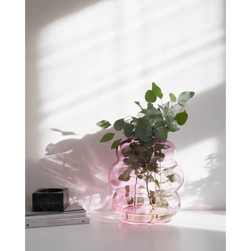Vase Muse XL verre rose violet / Cristal de Bohême - Ø 26 x H 30 cm - Fundamental Berlin - Rubis - Cristal de Bohême