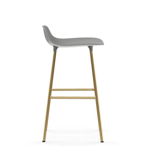 Tabouret de bar Form plastique gris / H 65 cm/ Modèle d\'exposition - Normann Copenhagen - Gris / Laiton - Acier plaqué laiton, Polypropylène