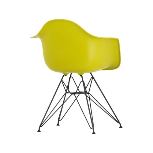RE DAR - Eames Plastic Armchair Armchair plastic material yellow / (1950) - Black legs / Recycled - Vitra - Mustard yellow / Black legs - Lacquered steel, Post-consumer recycled plastic