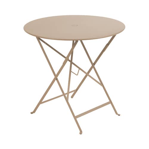 Table pliante Bistro / Ø 77cm - Trou pour parasol - Fermob - Muscade - Acier laqué