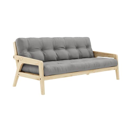Canapé convertible Grab / L 204 cm - 3 places - KARUP DESIGN - Gris 746 / Pin clair - Fibres recyclées mélangées, Mousse, Pin massif certifié FSC, Tissu