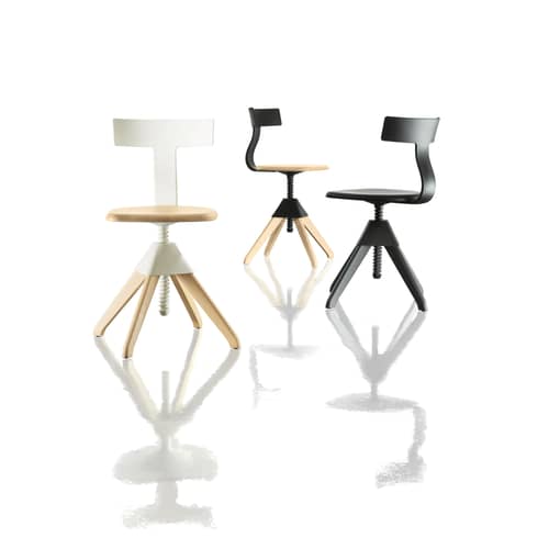Chaise pivotante Tuffy     / Hauteur réglable - Magis - Blanc / Structure bois naturel - Hêtre massif, Polypropylène