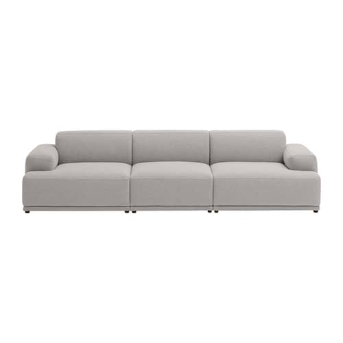 Canapé droit Connect Soft / 3 places - Configuration 1 / L 288 cm - Muuto - Gris (tissu Clay 12) -  Ouate, Holz, Kvadrat-Gewebe, Schaumstoff