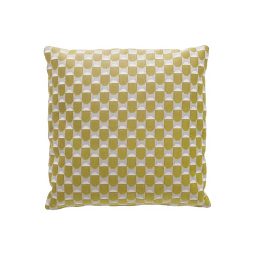 Coussin d\'extérieur Liberty tissu jaune / 45 x 45 cm - Kartell - Jaune (Liberty Obi Check) -  Ouate, Tissu outdoor