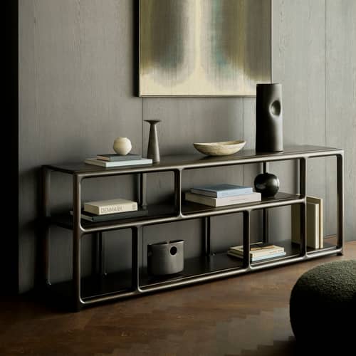 Etagère basse Eda bois marron / L 211 cm x H 72 cm - Ethnicraft - Acajou brun foncé - Acajou massif