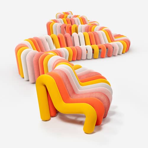Poltrona imbottita Extra Bold Sofa tessuto arancione / Divano modulare - L 72 cm (4 tubi) - Moustache - Arancione - Acciaio, Lana, Schiuma ad alta resilienza