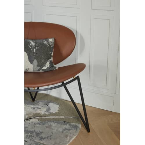 Fauteuil rembourré Semper cuir marron beige - AYTM - Cognac - Acier, Cuir, Mousse