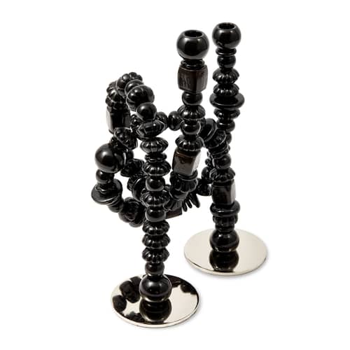 Kerzenleuchter Perles glas schwarz - Pols Potten - Schwarz - Recyceltes Glas, rostfreier Stahl