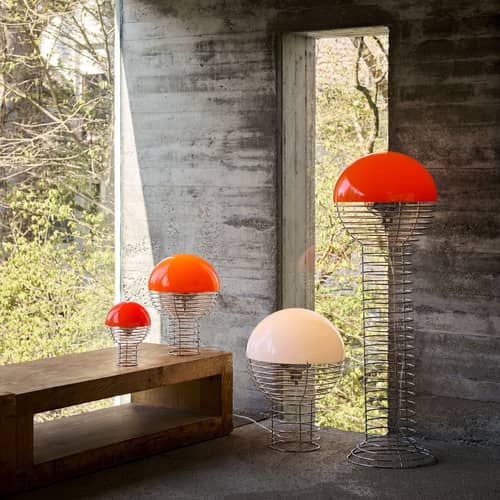 Lampada senza fili ricaricabile Wire Portable LED metallo rosso / Ø 18 x H 25 cm - Verner Panton, 1972 - Verpan - Rosso - Acciaio cromato, policarbonato