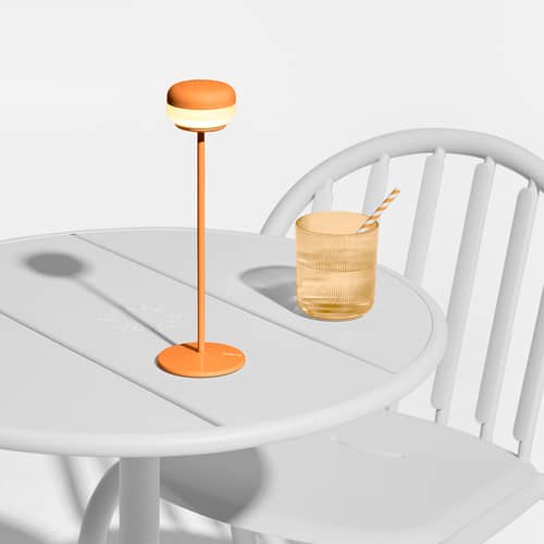 Lampe extérieur sans fil rechargeable Cheerio LED orange / Ø 8 x H 26 cm - Fatboy - Orange lumineux - ABS, Acier inoxydable, Silicone