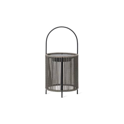 Outdoor-Solarlampe Mora LED textil grau / Griff - Aufladen mit Solar- oder Netzstrom / Ø 26 x H 54 cm - Polypropylenseil - Vincent Sheppard - Fossilgrau - Seil aus Polypropylen, Stahl