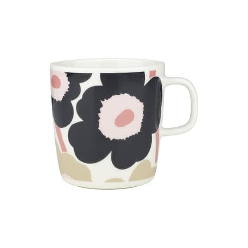Mug Unikko céramique / 40 cl - Marimekko - Unikko / Anthracite, sable, rose - Grès