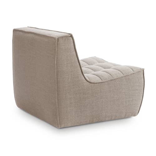 N701 Upholstered armchair textile beige / UK version - Ethnicraft - Beige (UK residential fire retardant) - Fabric, High-density PU foam, Wood